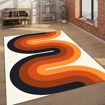 70s Retro Stripes Rug Abstract Retro Area Carpet Modern Boho Rug Mid Century • $41.46