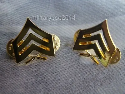 Pair Of US USMC Marine Corps Sergeant Rank Insignia Metal Badge Pin Gold • $10.19