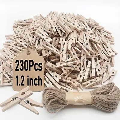 Mini Clothes Pins 230 PCS Small Wooden Clothes Pins With Jute Twine • $9.49
