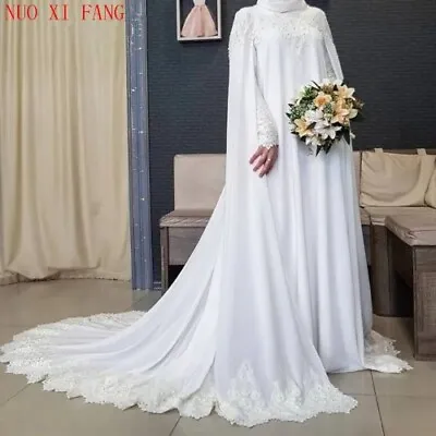  Muslim Long Sleeve With Cloak Lace Wedding Dresses Wedding Gown Bride Dress  • $136.85