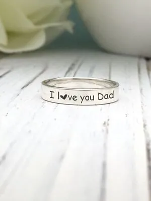 Gorgeous 925 Solid Sterling Silver Customize I Love You Dad Unisex Jewelry Ring • $36.26