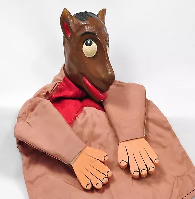 Vintage Horse Hand Glove Puppet Wooden And Fabric 11.5  • $32.99