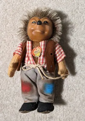 VINTAGE German Steiff Mecki Hedgehog Rubber Doll Toy Figure 7  W/ Tag • $22