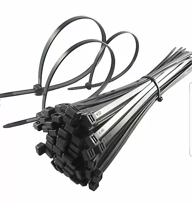 QUALITY BLACK CABLE TIES / ZIP WRAPS LONG SHORT Thick Thin Narrow Small Fastener • £2.25