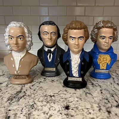 4 Vtg Arnels Classical Composers 8.5  Ceramic Busts Mozart Bach Wagner Beethoven • $55