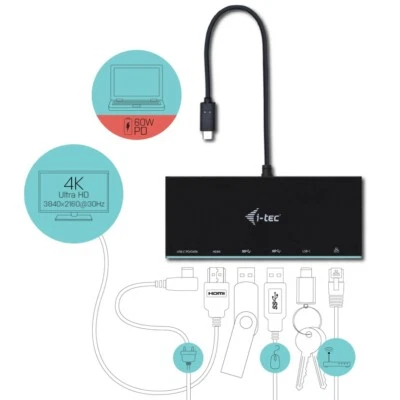 £34 • Buy USB-C Mini Docking Station I-Tec 4K 1x HDMI 1x GLAN Ethernet 2x USB 3.0 1x USB-C