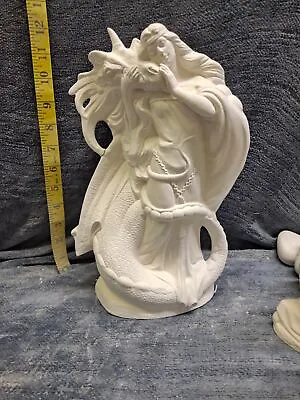 Princess Maiden With Dragon 12  Ceramic Bisque Ready To Paint • $47.14