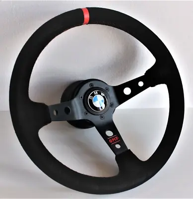 Steering Wheel Fits For BMW Suede Alcantara Deep Dish Red E32 E34 E36 Z3 92-98 • $187.24