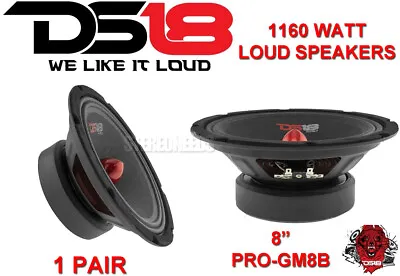 2 DS18 PRO-GM8B 8  Bullet Midrange Loud Speaker 8 Ohm 1160W Mid Range Bass Pair • $74.90