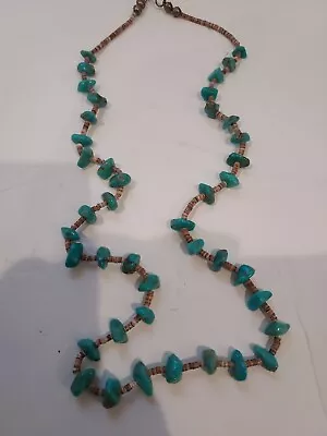 Vintage Santo Domingo Turquoise & Heishi Graduated Nugget Necklace Free Shipping • $79.50