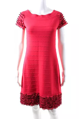 D. Exterior Womens Scoop Neck Ruffle Trim Solid Midi Dress Pink Size S • $44.41