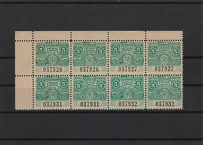 Argentina 5 Peso Mint Never Hinged 1921 Revenue Stamps Block Ref 27740 • $9.30