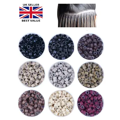 Hair Extensions Silicone Micro Rings Micro Loop Hair Beads Link Tip 5MM 1000PC • £0.99