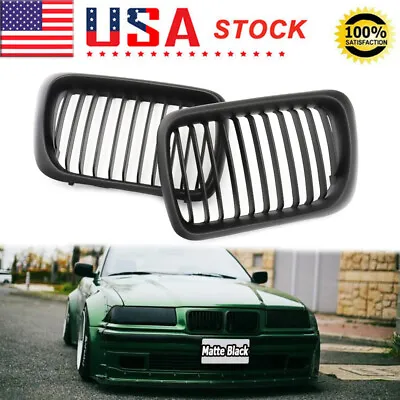 Matte Black Front Kidney Grilles For 1996–1999 BMW 3 Series E36 M3 Coupe Sedan • $27.54