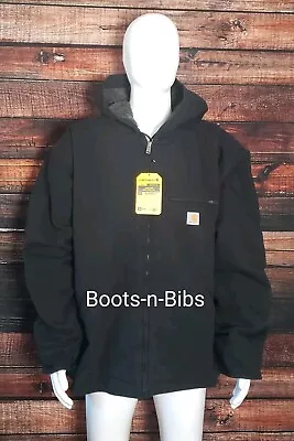 Carhartt 104392 Mens 4XL Reg Washed Duck Sherpa Lined Coat Jacket Black $140 • $90