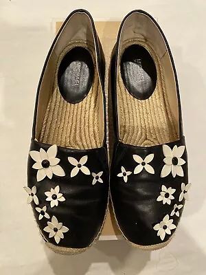 Michael Michael Kors Lola Leather Flower Espadrille Slip On Flats - Size 10M • $54