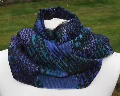 Scarf In Liberty Varuna Wool 'Duke' Rich Purplesblues Greens Black • £24.99