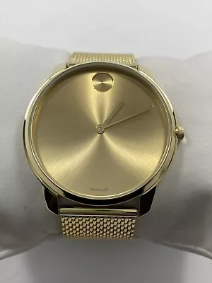 Movado Bold SWISS Quartz Gold Tone Stainless Steel Mesh Men's Watch 3600588 • $189.95