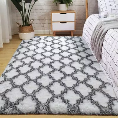 Fluffy Area Rug Modern Shag Rugs Anti-Slip Carpets For Bedroom Living Room • $15.29