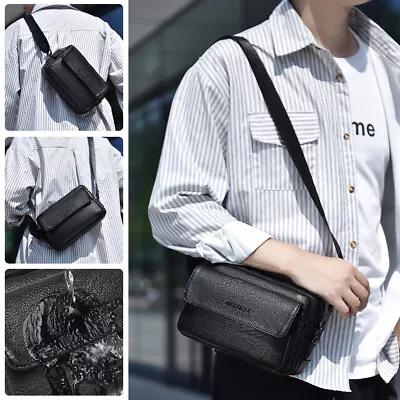 Men's Leather Shoulder Handbag Waterproof Bag For Men Travel School Business Bag • $16.63