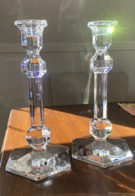 $84.99 • Buy PAIR Val St Lambert GARDENIA Galatee Crystal Candlesticks Candle Holders 9 1/2 