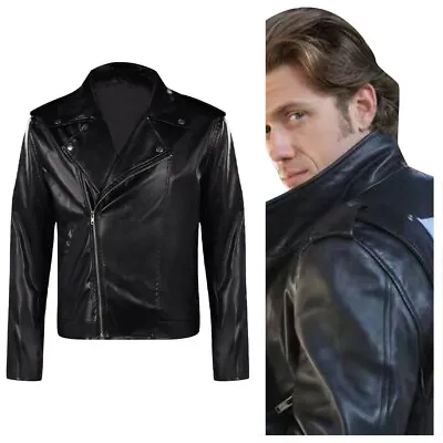 Grease Danny T-birds Cosplay Costume Jacket Coat Halloween Fancy Overcoat Black • £36.65