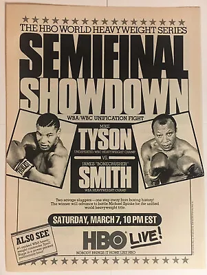 Mike Tyson Bonecrusher Smith HBO 1987 Vintage Print Ad 8x11 Inches Wall Decor • $7.95