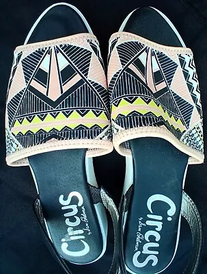 SAM EDELMAN Womens CIRCUS Tribal Print Shoes Slip Ons-Slides-Size8M.Ultra Comfy • $18.95