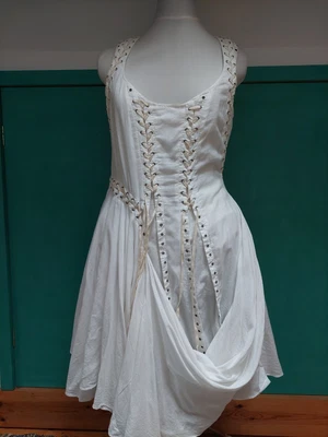 £49.99 • Buy All Saints Aemilla Dress White 10 Goth Steampunk Parachute Cotton Corset Laces