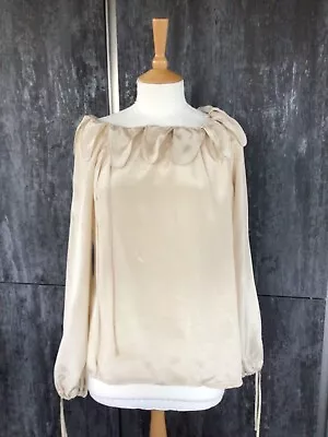 Vintage Kate Moss Topshop Silk Blouse Petal Shaped Collar Uk14 • £22