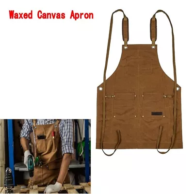 Waxed Canvas Thickened Apron For Work Shop Woodworking Electrician Gardening • $38.79