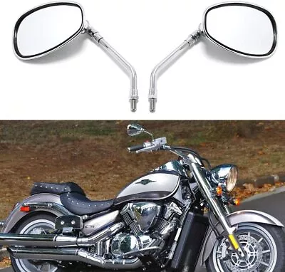 Pair Chrome 10mm Alu Universal Motorcycle Rear View/Side Mirrors Bike/Motorbike • $27.09