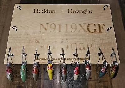 Vintage Heddon No-Snag Fishing Lures With Display Plaque Lot Of 9 Lures • $250