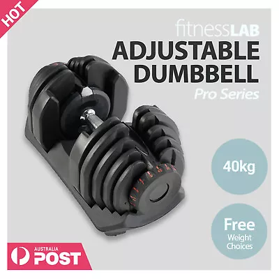 Fitnesslab 40kg Adjustable Dumbbells Set Weight Plates Home Gym Fitness Exercise • $259