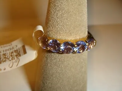 2.00 Ctw Round Tanzanite 18K YG Over Sterling - 5 Stones RING - Size 9 FREE SHIP • $74.95