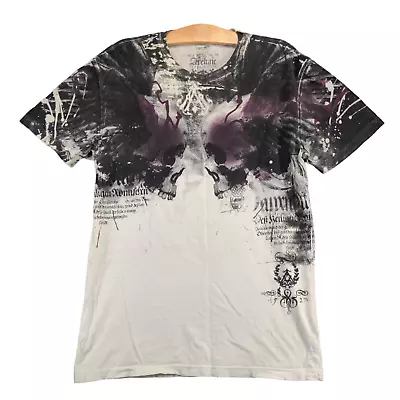 Archaic Affliction Men's Skull Print T-Shirt Multi Large Short Sleeve Crew Neck • $20