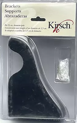 Kirsch Curtain Rod Support Brackets 2 Pack Black Wood Fit 1 3/8  Pole New Vtg • $15.33