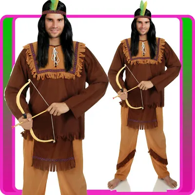 Mens Noble Warrior Native American Indian Halloween Fancy Dress Adult Costume • £13.20