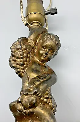 Vintage Cherub Table Lamp Base Cast Metal Angel • $55.75