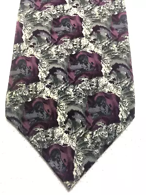 J Garcia Mens Tie Gray Purple Butterfly Collection Eight 3.75 X 59 • $21.12