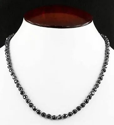 $249 • Buy 22  Special Occasion Necklace 5mm Black Diamond Beads 925 Sterling Silver Clasp.