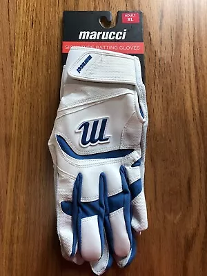 Marucci Signature Baseball Batting Gloves Mbgsgn3 Adult Xl Xlarge White Blue Nwt • $29.95