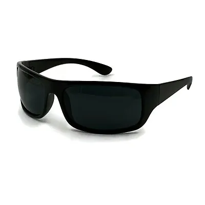 XL Wide Frame Sunglasses Super Dark Lens Wrap Around Mens Sports Big Head 150mm • $11.99