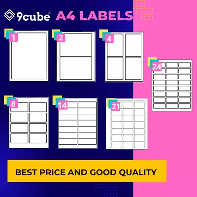 A4 Address Labels Self-Adhesive White Sheets Sticker Paper Laser Printer Inkjet • £0.99