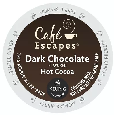 Cafe Escapes Dark Chocolate Hot Cocoa  24 To 144 K Cups Pick Any Size FREE SHIP • $25.89