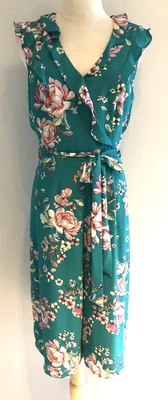 $59.95 • Buy Review Green Floral Frill V Neck Jumpsuit Size 10