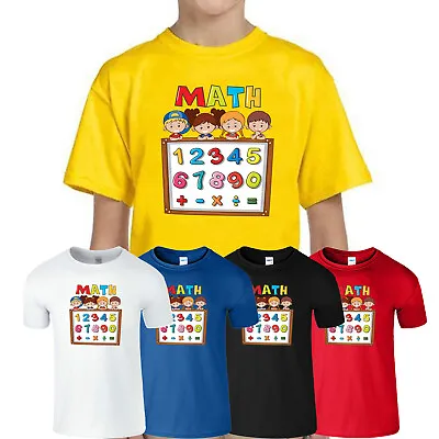 Maths Day Kids T-Shirt Numeric Colorful Symbol School Event Boys Girls Tee Gift • £7.99