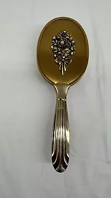 Vintage Vanity Hair Brush Goldtone Metal Filgree & Colorful Faux Gem Stones • $42.95