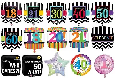 Birthday AGE NUMBER Balloon -  Party Decoration Foil Balloons 18/21/40/50/60 • £2.49