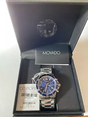 Movado Collection Series 800 Blue Dial Mens S/Steel Swiss Watch 2600151 2600172 • $499